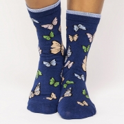 Thought Bio-Katoenen Sokken - Butterfly Twilight Blue Comfortabele sokken van bio-katoen
